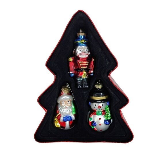 Vintage mercury Glass Snowman Santa Claus Nutcracker 3" Christmas Ornaments - Picture 4 of 7